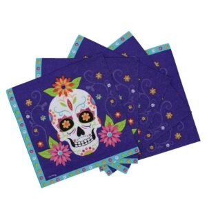 SERVILLETA DE PAPEL *CALAVERA MEXICANA* 25x25cm x 20 unidades