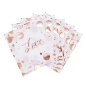 SERVILLETA DE PAPEL *LOVE* ROSA GOLD 25x25cm x 12 unidades