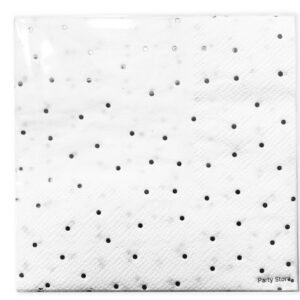 SERVILLETA DE PAPEL *PUNTOS PLATEADOS* 25x25cm x 12 unidades