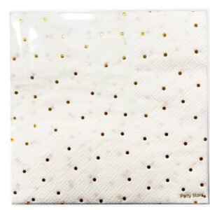 SERVILLETA DE PAPEL *PUNTOS DORADOS* 25x25cm x 12 unidades