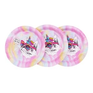 PLATO DE POLIPAPEL 17cm *GATITA ARCOIRIS* x 6 unidades