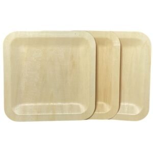 PLATO DE MADERA CUADRADO BAMBU 21cm x 12un