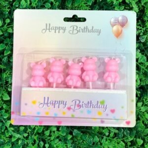 SET VELAS OSITOS ROSA PASTEL X5