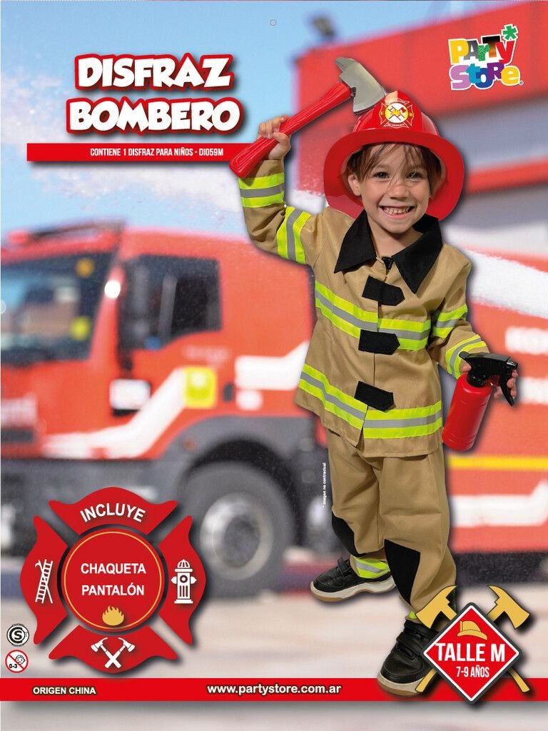 DISFRAZ BOMBERO NIÑO S