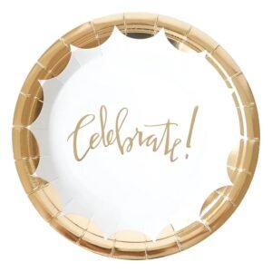 PLATO CELEBRATE REDONDO BLANCO DORADO X10