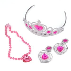 SET PRINCESA ROSA - SET X 3 (1 COLLAR, 1 CORONA Y 1 PAR DE ARITOS)