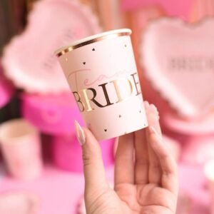 VASO CORAZON ''TEAM BRIDE'' ROSE GOLD x10un