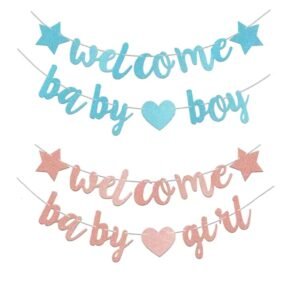 BANDERIN GLITTER ''WELCOME BABY BOY'' CELESTE