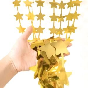 CORTINA METALIZADA DE ESTRELLAS DORADAS