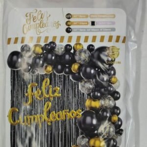 SET GLOBOS 73 PIEZA DORADO NEGRO