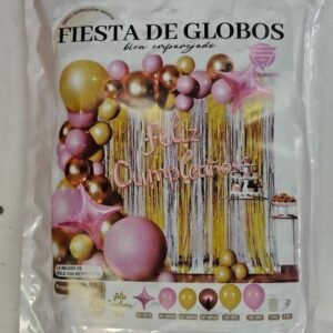 SET GLOBOS 58 PIEZA ROSA DORADO
