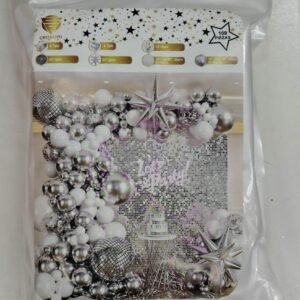 SET GLOBOS 109 PIEZAS PLATA BLANCO