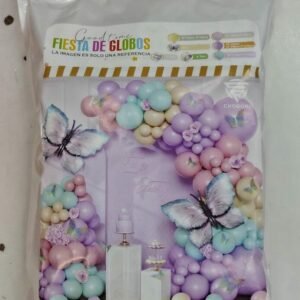 SET GLOBOS 136 PIEZAS PASTEL MARIPOSA