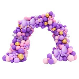 SET GLOBOS 122 PIEZAS ROSA LILA DORADO