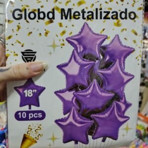 SET COMBO 10 GLOBOS 18´´ ESTRELLA METALIZADOS VIOLETA