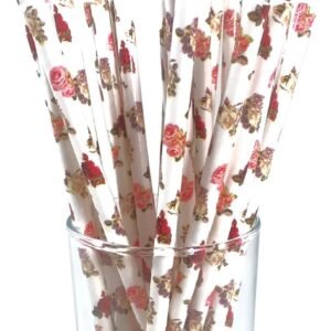 SORBETES DE POLIPAPEL VINTAGE FLORES X 24 UNIDADES