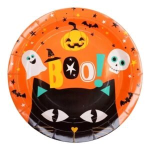 PLATO DE POLIPAPEL 17cm *BOO HALLOWEEN* x 6 unidades