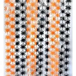 CORTINA ARAÑAS NARANJA NEGRA HALLOWEEN