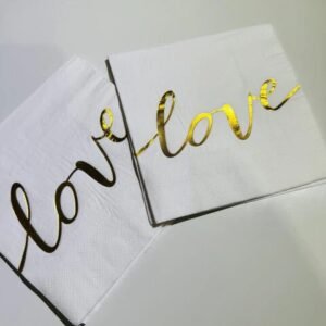 SERVILLETA STAMPING LOVE DORADO X12