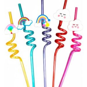 SORBETES PLASTICO DURO ACRILICO FORMA NUBES Y ARCOIRIS X5