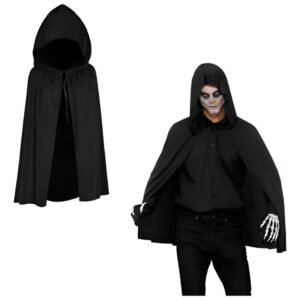 CAPA DISFRAZ NEGRA CON CAPUCHA CORTA
