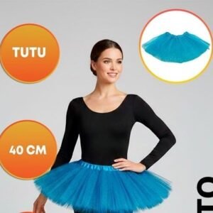 TUTU 3 CAPAS 40CM ADULTO COPITO BLANCO CELESTE