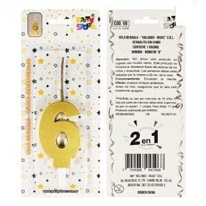 VELA BENGALA NUMERO DORADA Nº 6