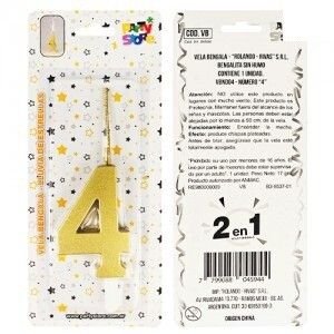 VELA BENGALA NUMERO DORADA Nº 4