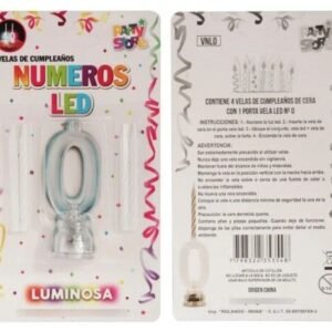 VELA NUMERO LUMINOSO LED N° 0 CON 4 VELITAS