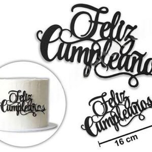 APLIQUE PARA TORTA FELIZ CUMPLEAÑOS NEGRO