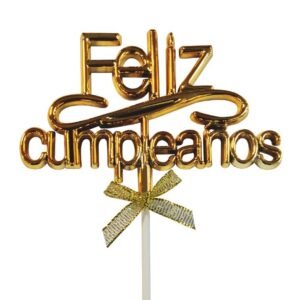 ADORNO DE TORTA *FELIZ CUMPLEAÑOS* DORADO