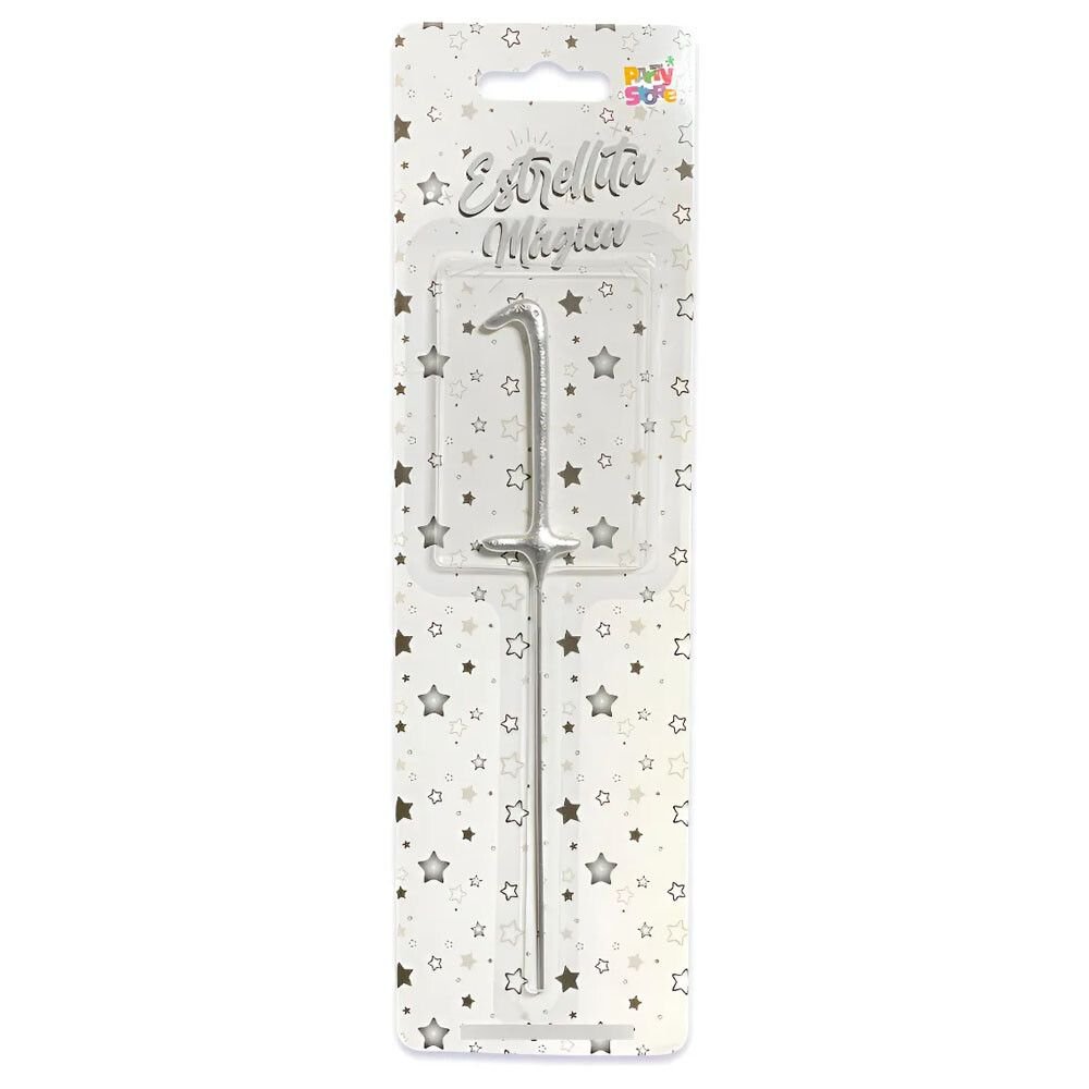 VELA NUMERO ESTRELLITA PLATA 1