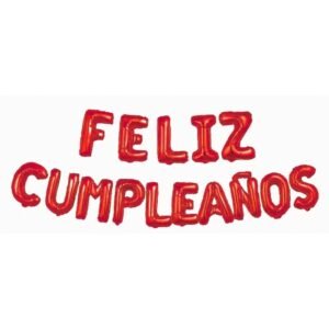 GLOBO FRASE FELIZ CUMPLE ROJO