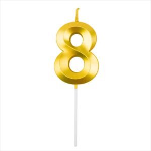 VELA NUMERO BLISTER DORADO 8
