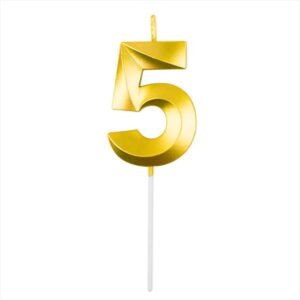 VELA NUMERO BLISTER DORADO 5