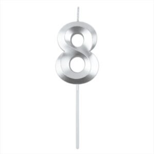VELA NUMERO BLISTER PLATEADO 8