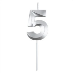 VELA NUMERO BLISTER PLATEADO 5
