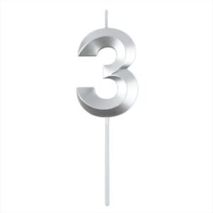 VELA NUMERO BLISTER PLATEADO 3