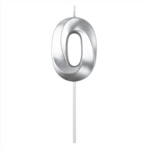 VELA NUMERO BLISTER PLATEADO 0