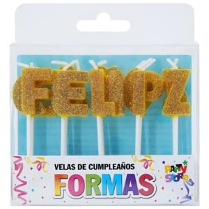 VELAS FORMAS - SET FELIZ CUMPLE DORADO