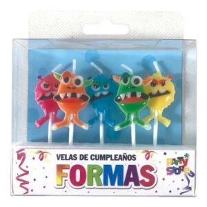 VELAS FORMAS - SET MONSTRUOS X 5 UNIDADES