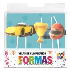 VELAS FORMAS - SET CARRERAS DE AUTOS X 5 PIEZAS