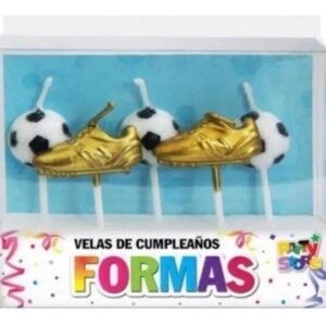 VELAS FORMAS - SET BOTINES Y PELOTAS DE FUTBOL X 5 PIEZAS
