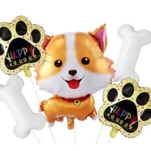 SET 5 GLOBO METALIZADO PERRO MARRON