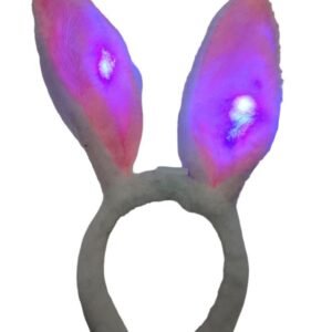 VINCHA CONEJO OREJAS BUNNY PELUCHE LUMINOSO LED ROSAS