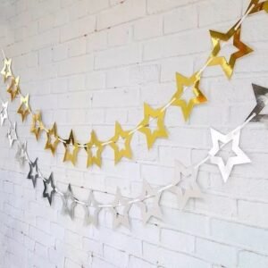 GUIRNALDA BANDERIN PLATEADO ESTRELLA COTILLON