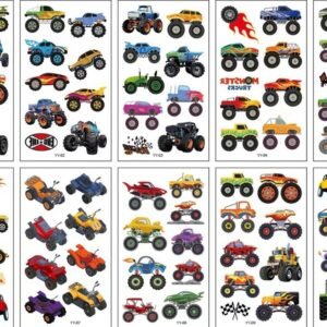 TATUAJE TEMPORAL - MONSTER TRUCK - Set x 10 planchas