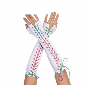 GUANTES BLANCOS CON CORDONES FLÚO