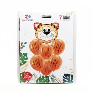 SET GLOBO ANIMAL TIGRE 6 LATEX 1 METALIZADO