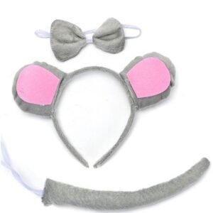 SET VINCHA MOÑO COLA RATON GRIS